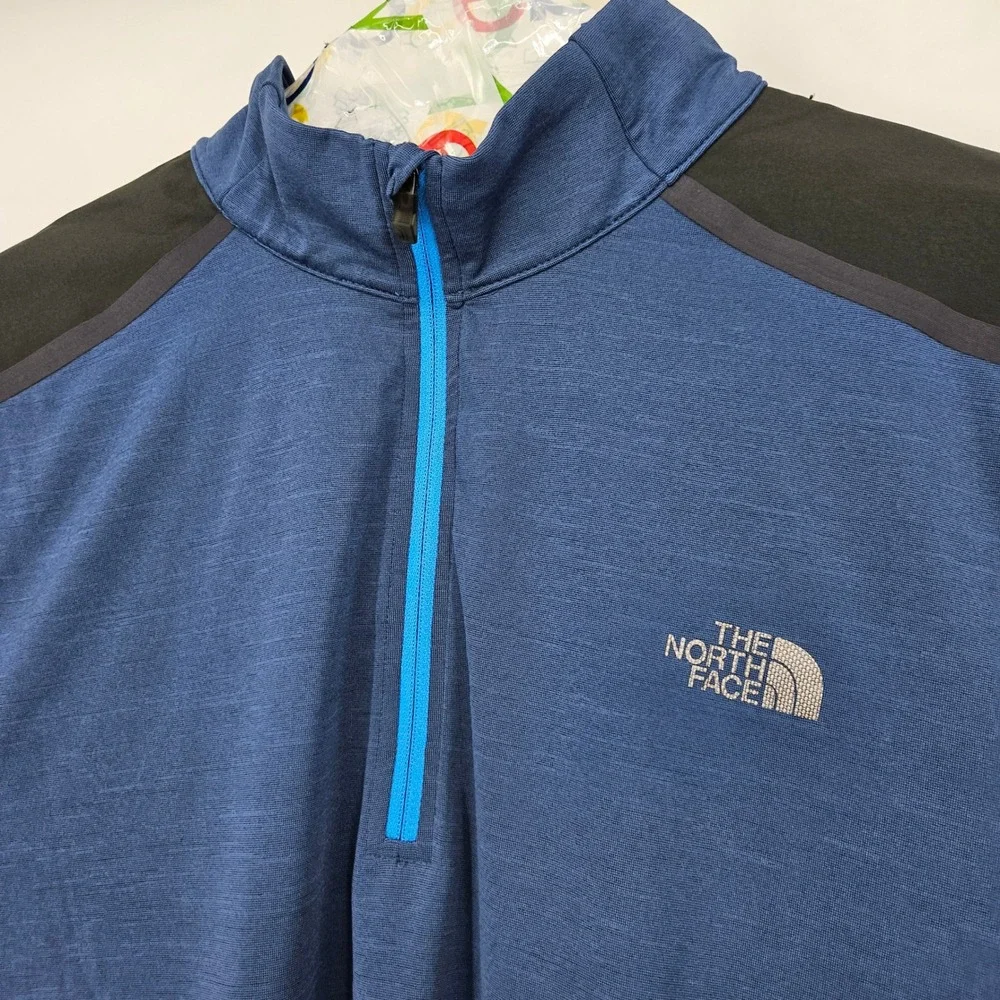 North Face Pullover Mens XXL Blue Quarter Zip Fleece Sweater‎ Outdoor Kilowatt